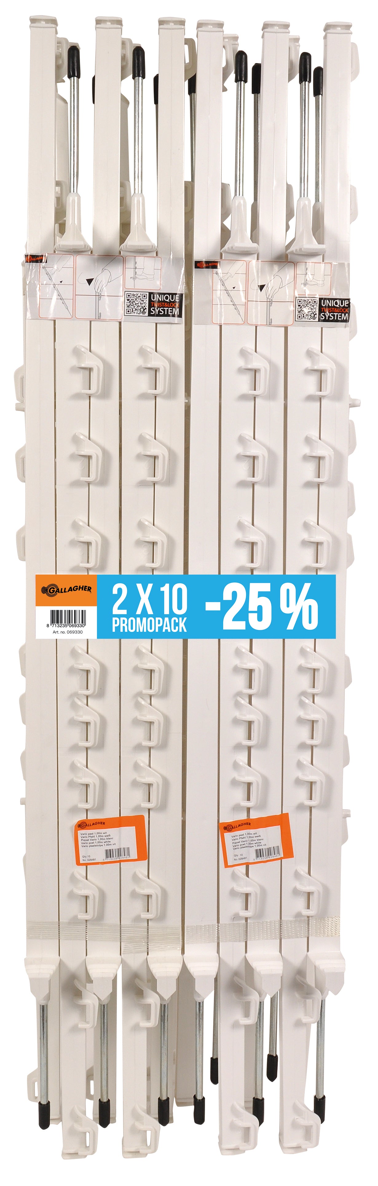 Plastpåle kraftig 2x10 stk