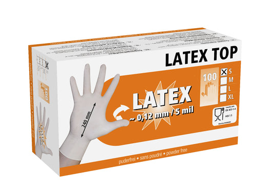 Engangshansker Latex, str. M, 100 stk,uten pudd...