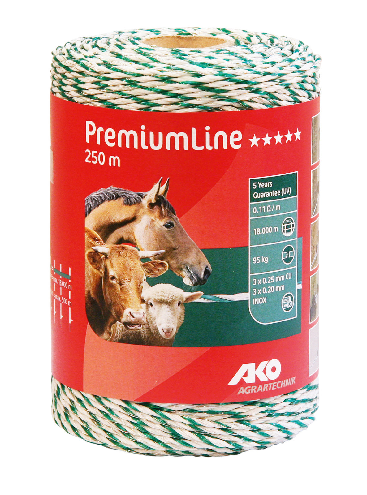 Polytråd Premium Line 250 m, hvit / grønn