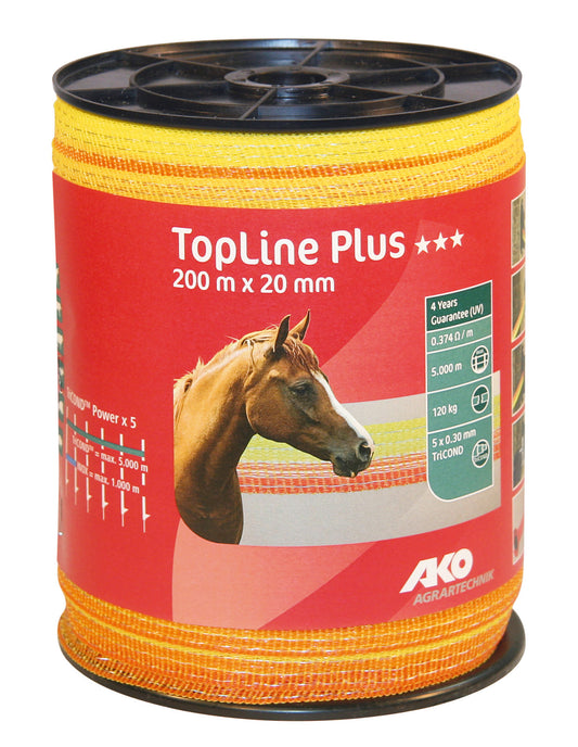 Gjerdeband TopLine Plus 200 m, 20 mm, gul / ora...