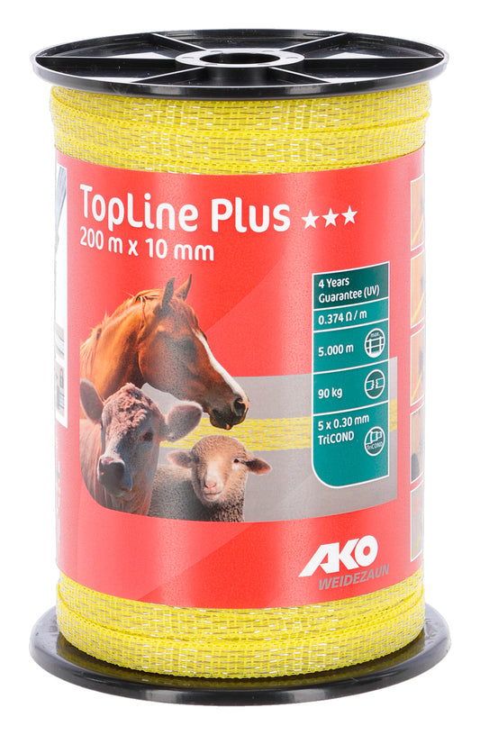 Gjerdeband TopLine Plus 200 m, 10 mm, gul