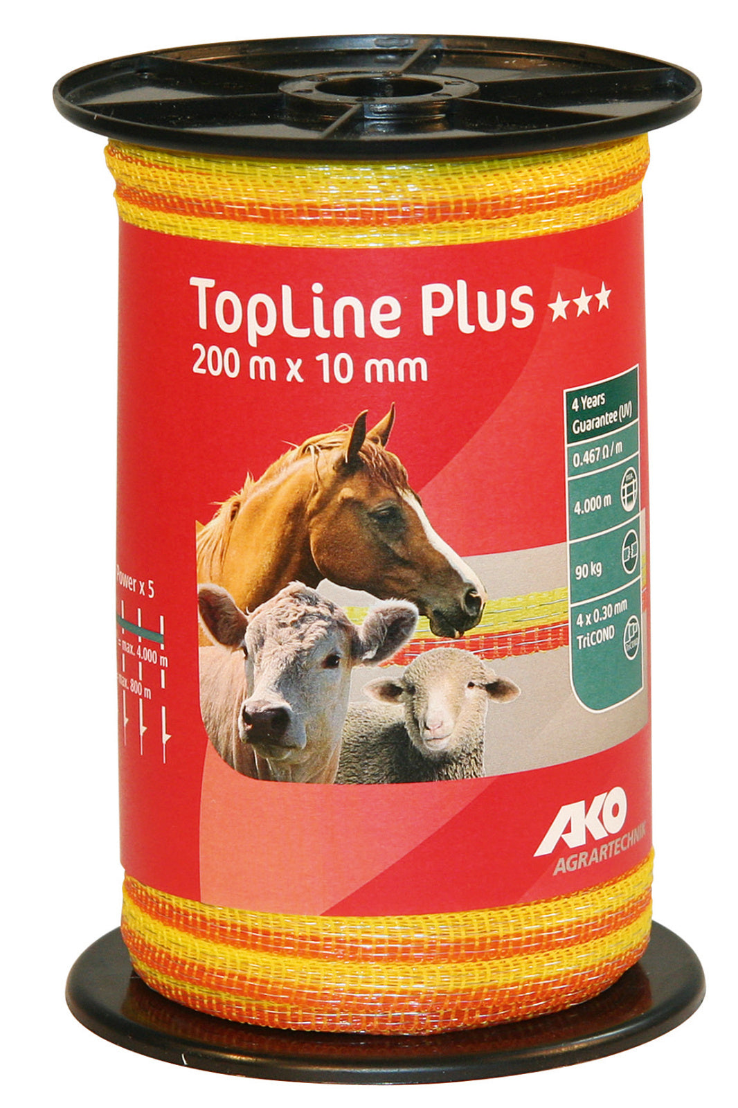 Gjerdeband TopLine Plus 200 m, 10 mm, gul / ora...